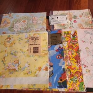 Vintage Kids/Baby Gift Wrapping Paper Lot